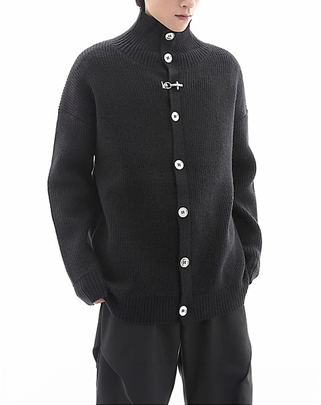 ♂High Neck Button Cardigan