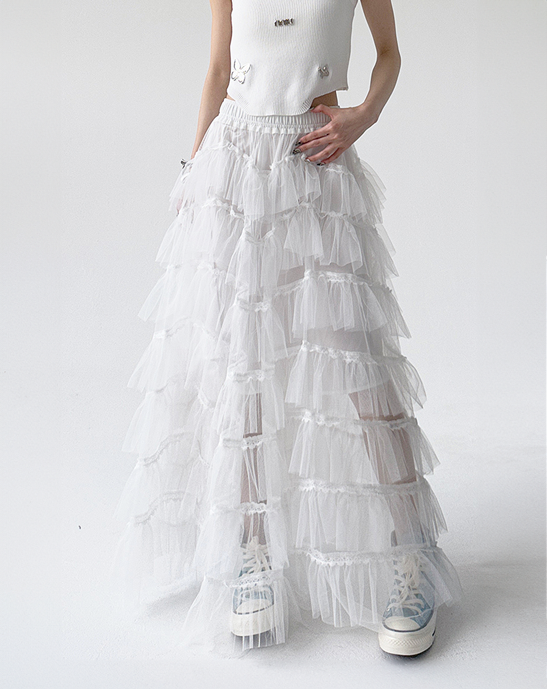 ♀Tiered Tulle Skirt