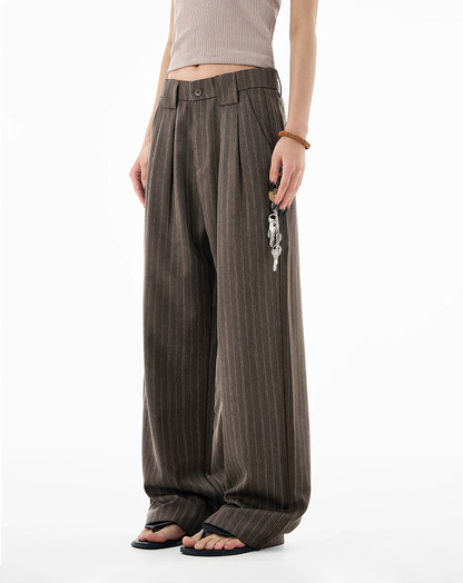 ♂♀Pinstripe Loose Straight Trousers