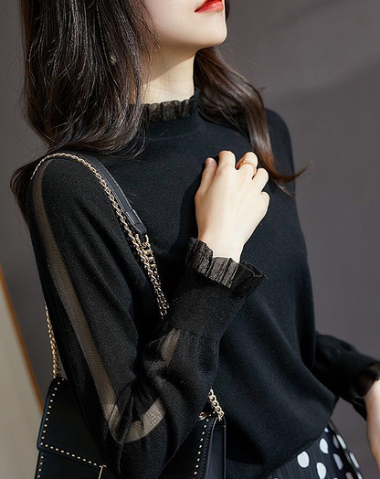 ♀Sheer Sleeve Knit