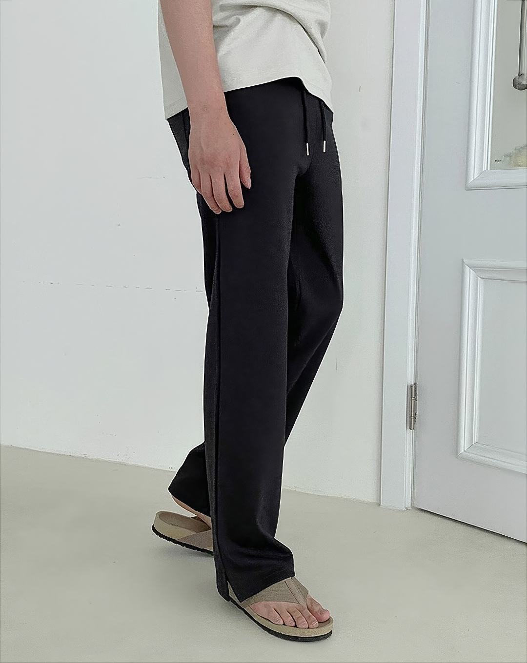 ♂Straight Fit Drawstring Pants