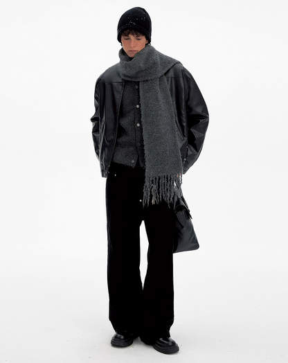 ♂Standing Collar Leather Jacket