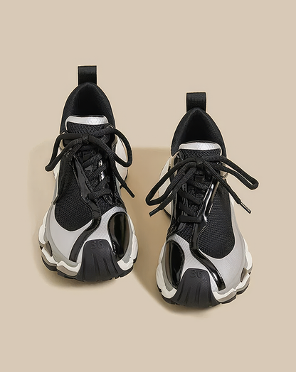 ♀Silver Metallic Mesh Sneakers