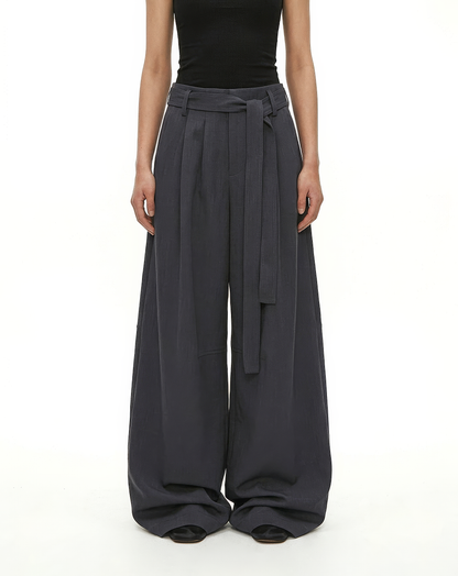 ♂♀Tie Belt Wide Trousers