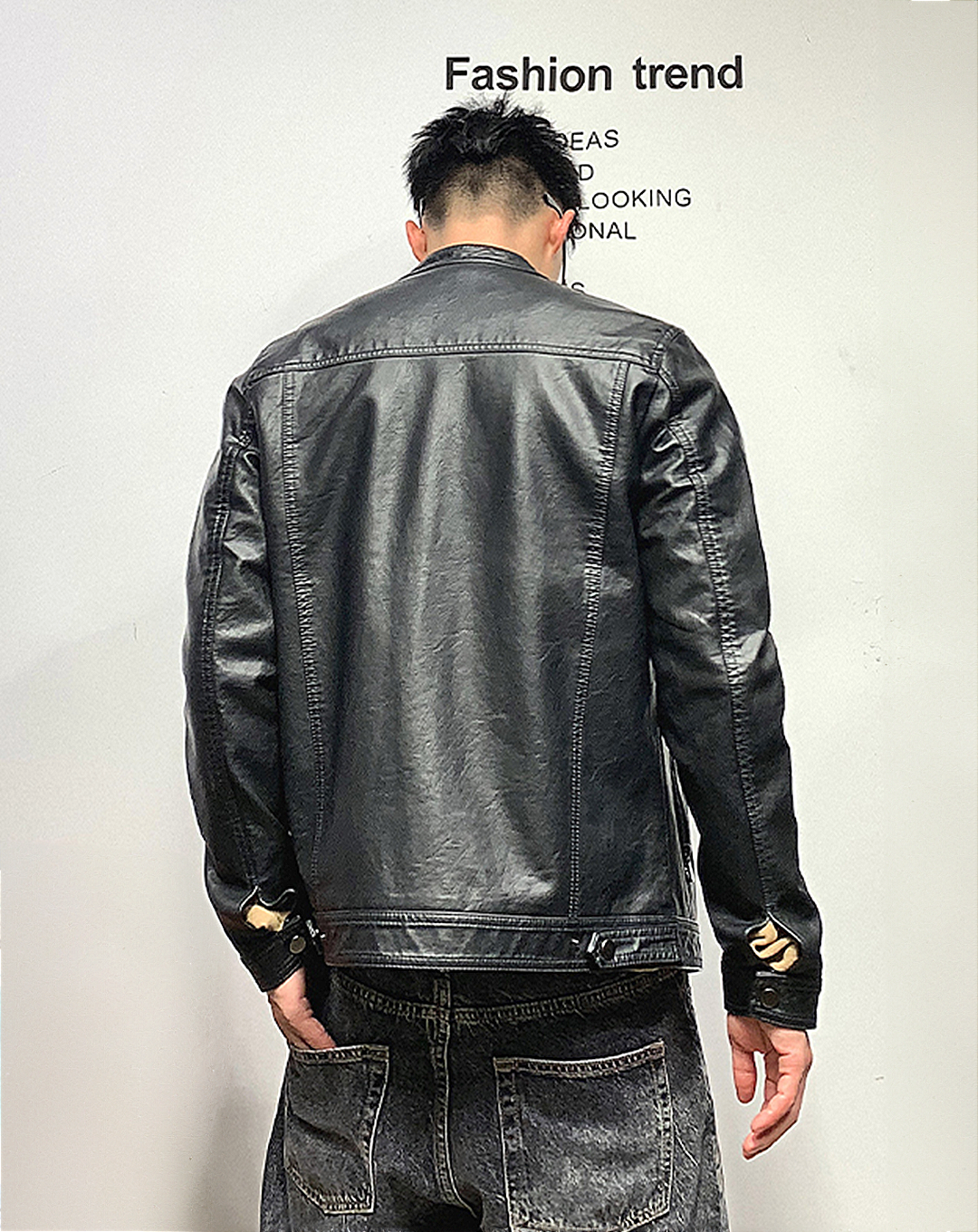 ♂Stand Collar Leather Jacket