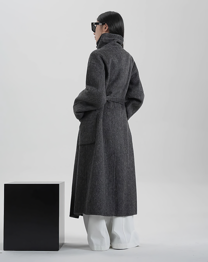 ♀100% WOOL High Neck Coat