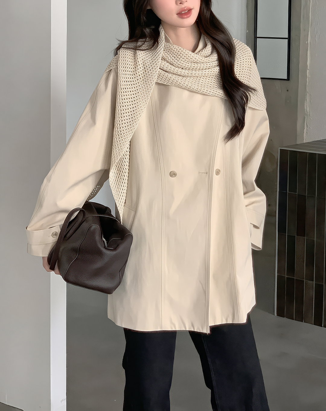 ♀Knit Cape Short Coat
