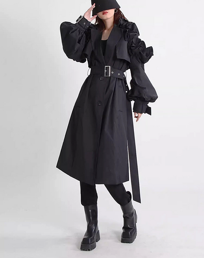 ♀Frill Sleeve Trench Coat