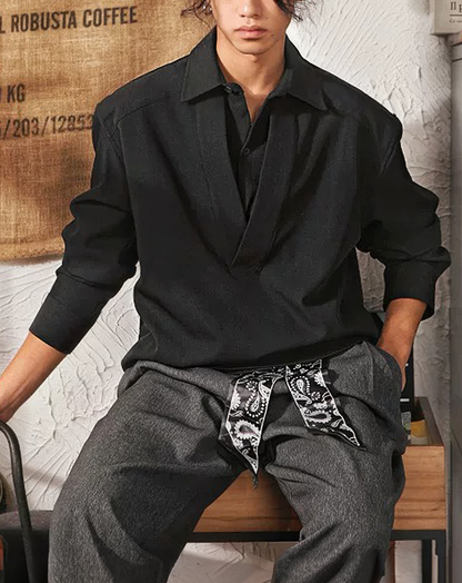 ♂Layered Like V-neck Shirt