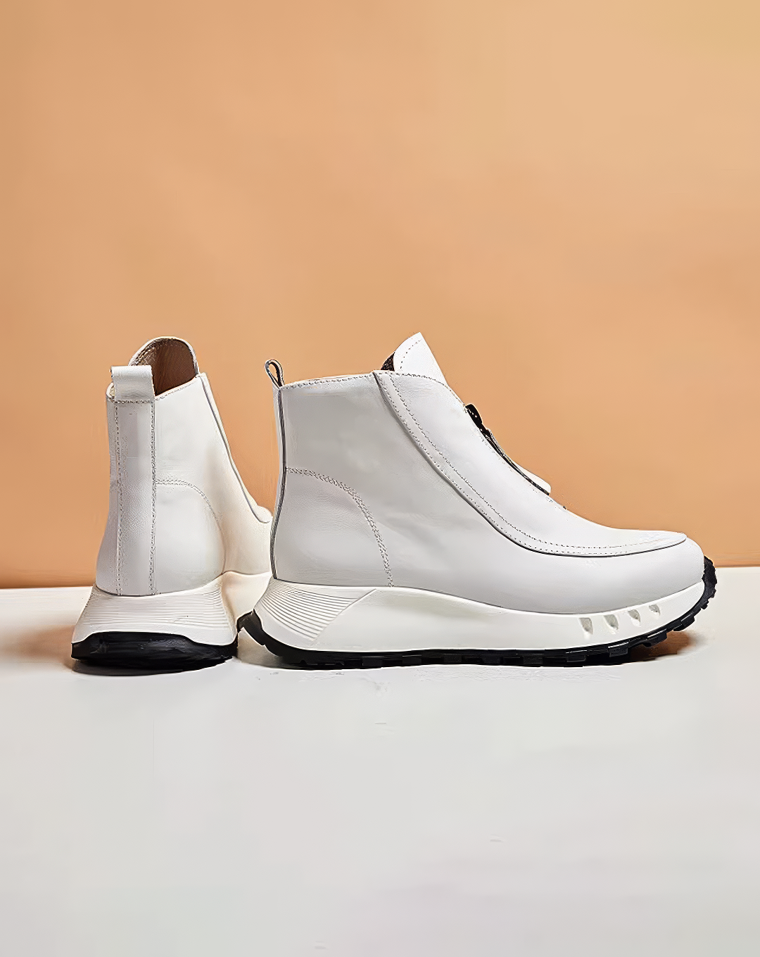 ♀本革／Front Zip Platform Boots