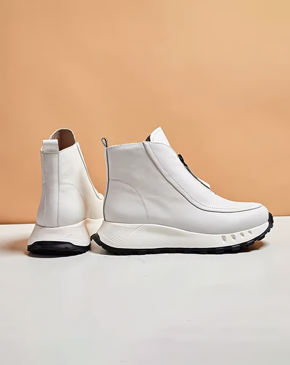 ♀本革／Front Zip Platform Boots