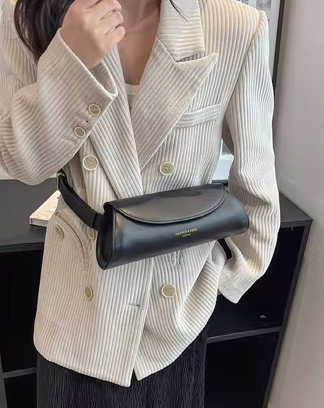 ♀本革／Leather Baguette Bag