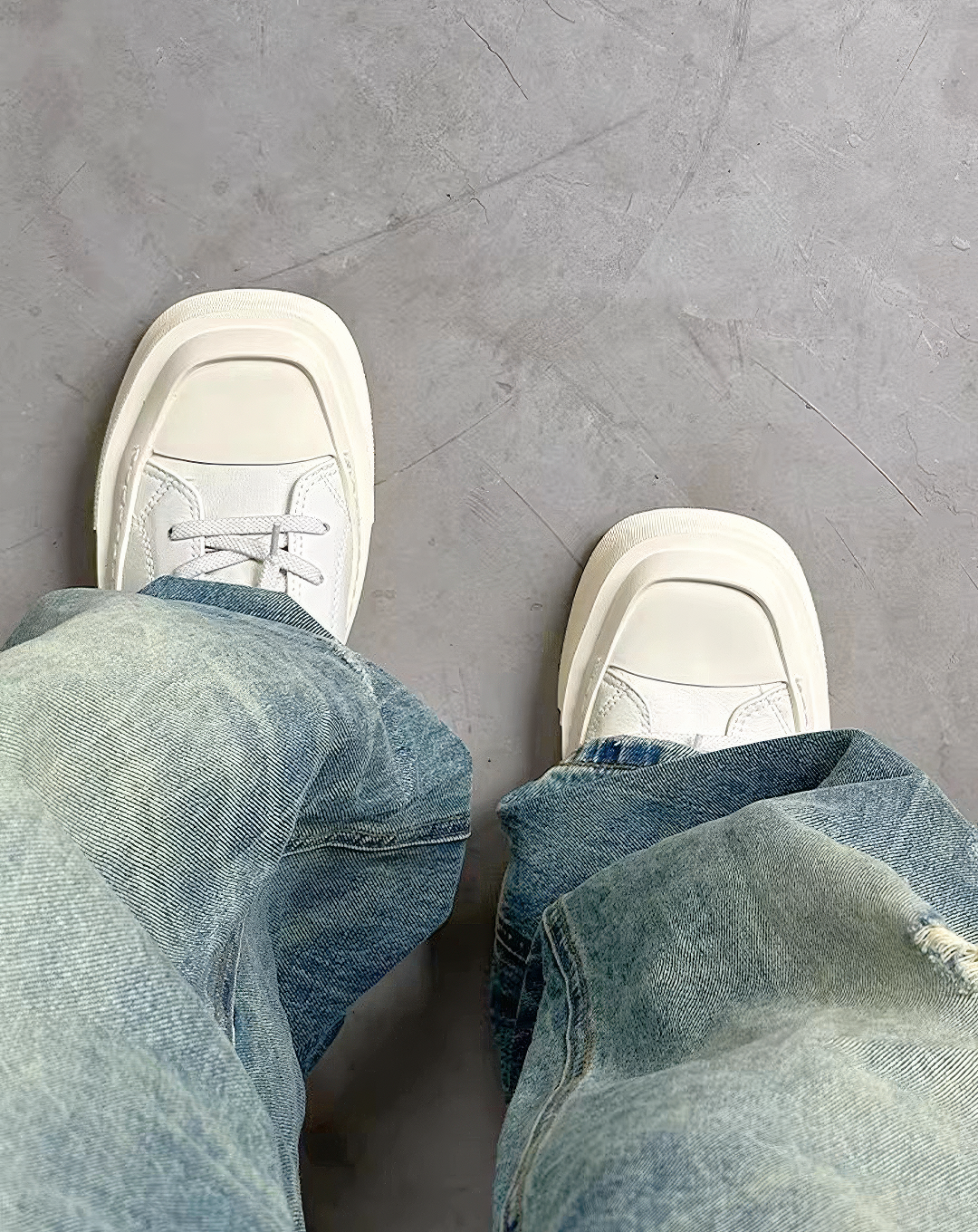 ♂♀本革／Square Toe Leather Sneakers