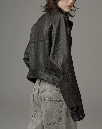 ♀本革／Stand Collar Leather Blouson