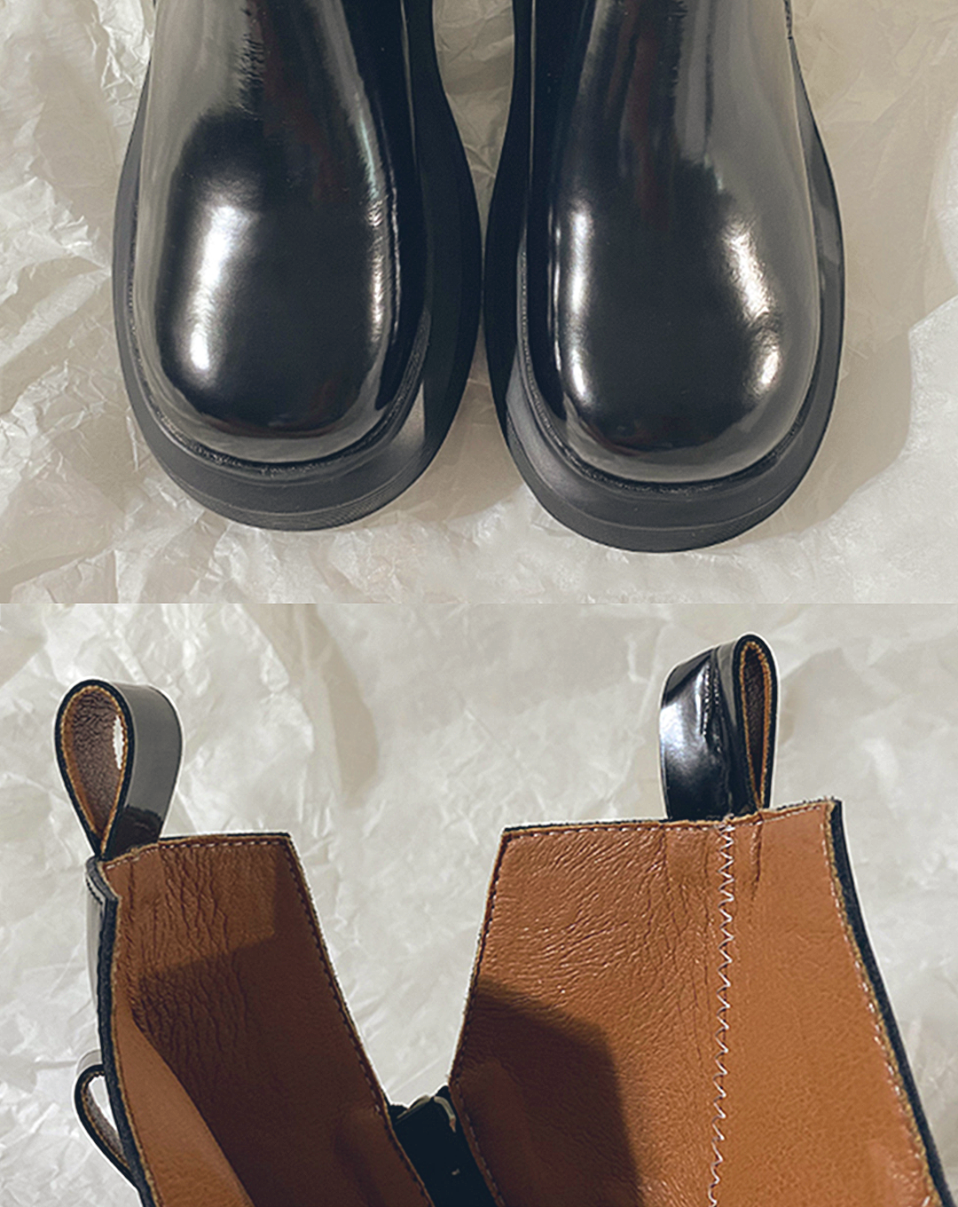 ♀Platform Zip Leather Boots