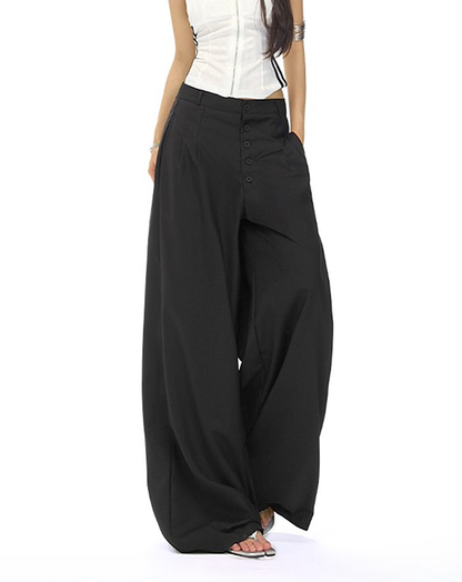 ♀Front Button Wide Pants