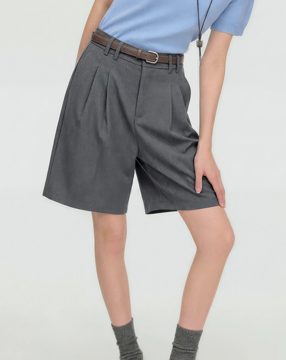 ♂♀Pleated Wide Half Shorts
