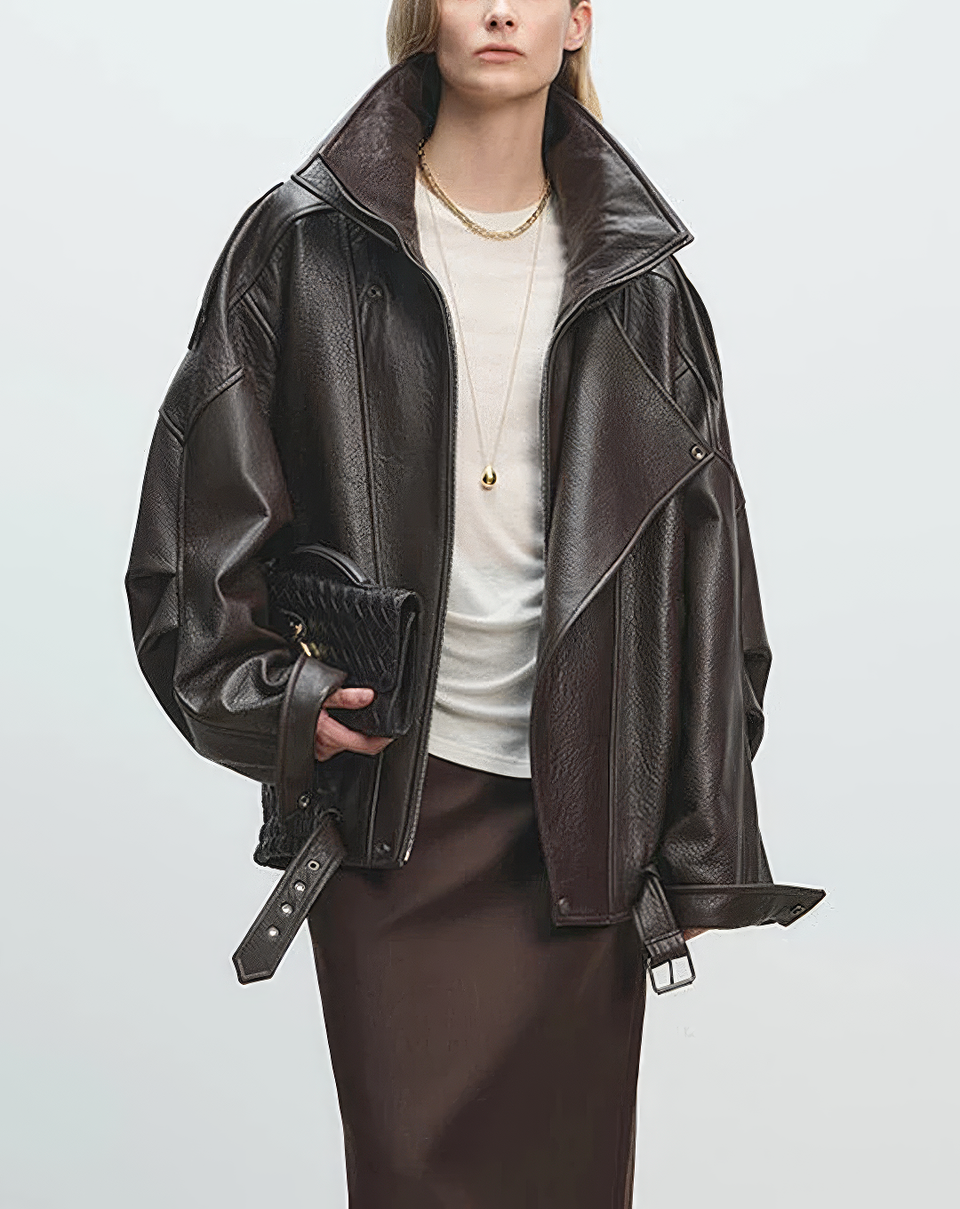 ♀本革／Oversized Real Leather Jacket