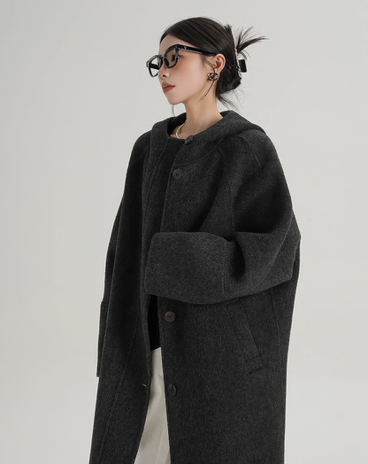 ♀Oversize Hooded Long Coat