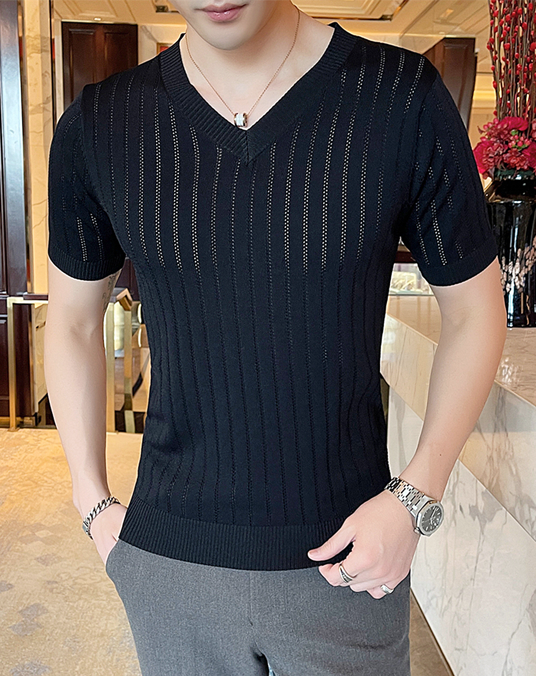 ♂V-Neck Summer Knit