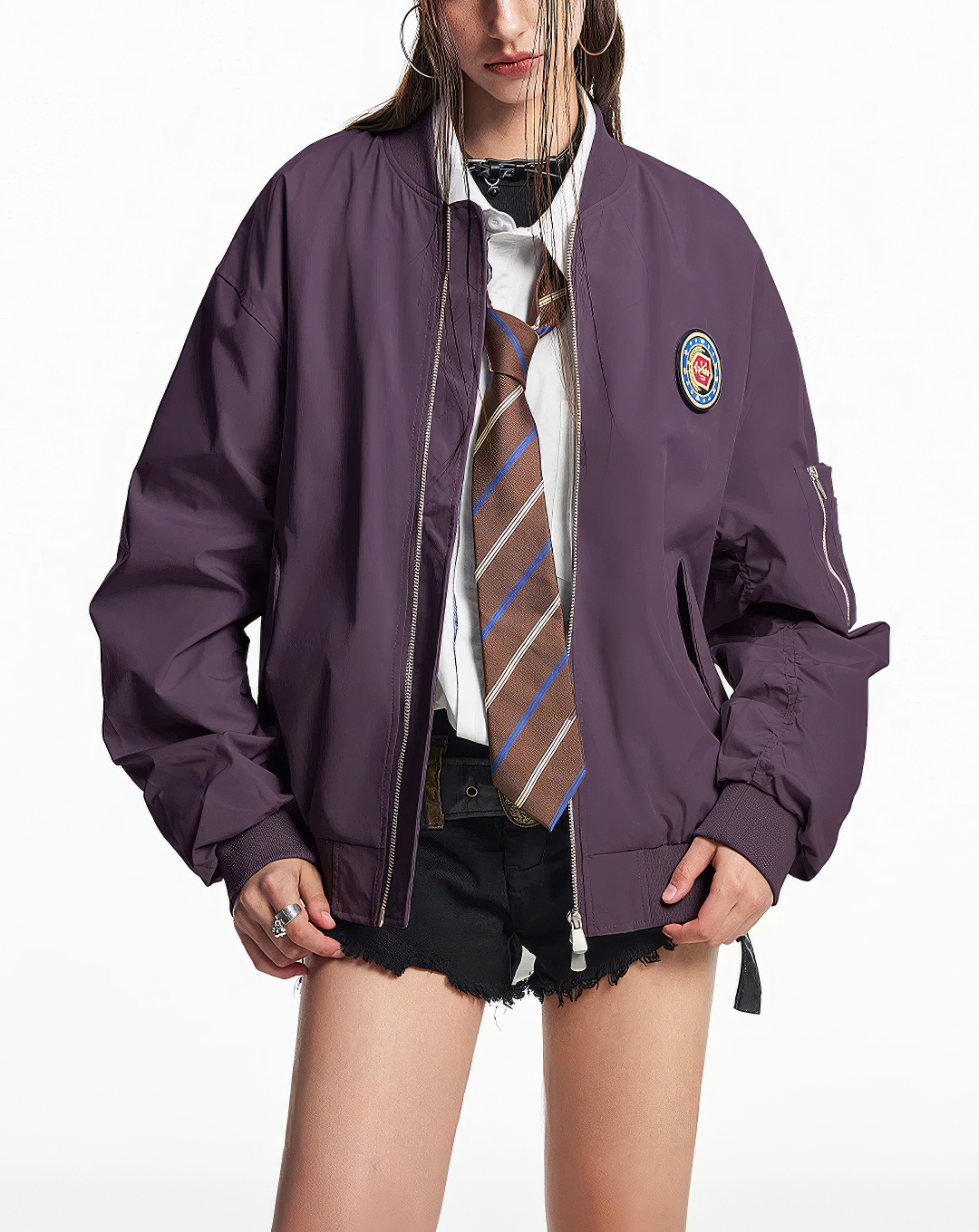 ♂♀Emblem Patch Bomber Jacket