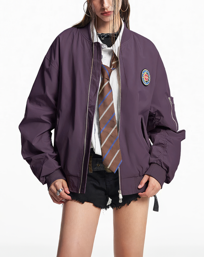 ♂♀Emblem Patch Bomber Jacket