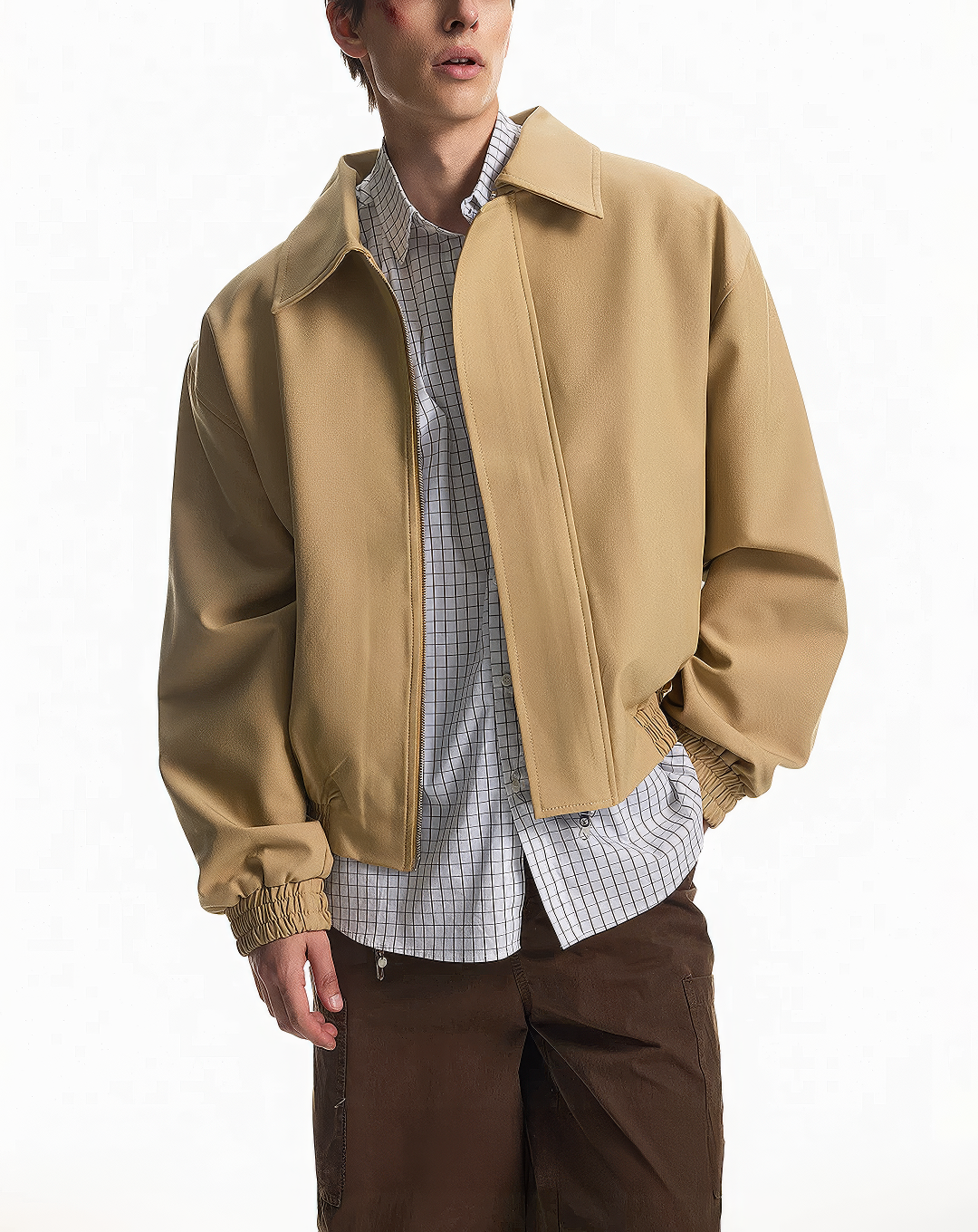 ♂♀ Gathered Hem Zip Jacket