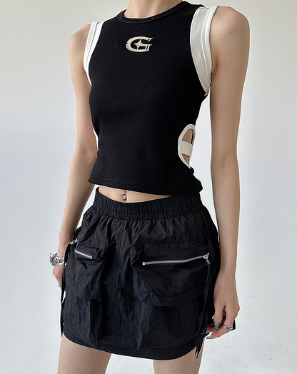 ♀Point Logo Side Cutout Tank Top