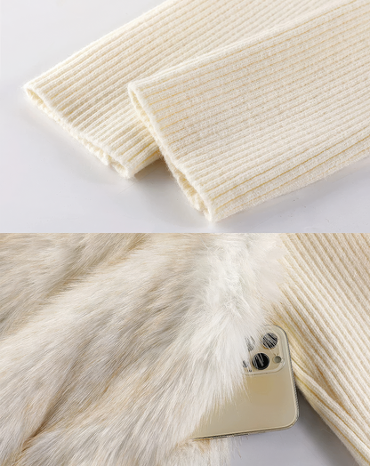♀Fur Combined Knit Blouson