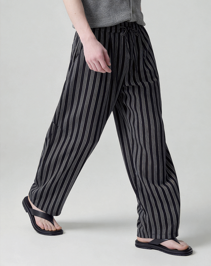 ♂♀Drawstring Stripe Easy Pants