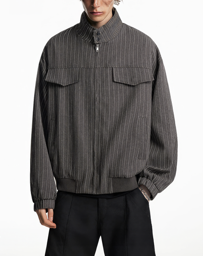 ♂♀Pinstripe Flap Pocket Jacket