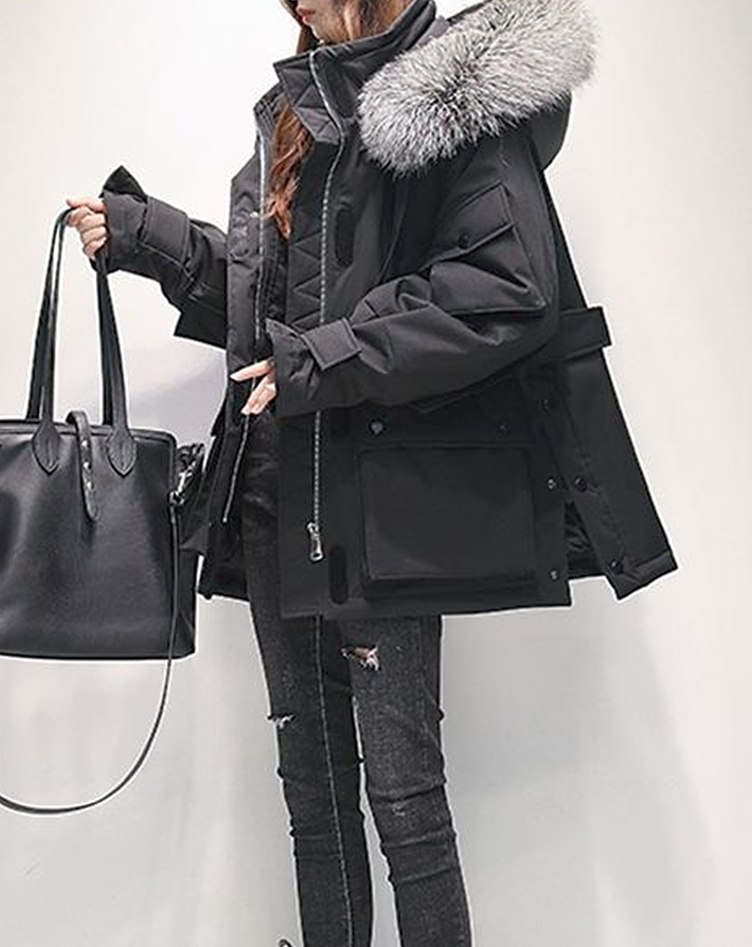 ♀Fur Hood Down Jacket