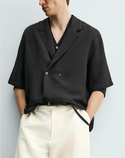 ♂Linen Blend Double Shirt