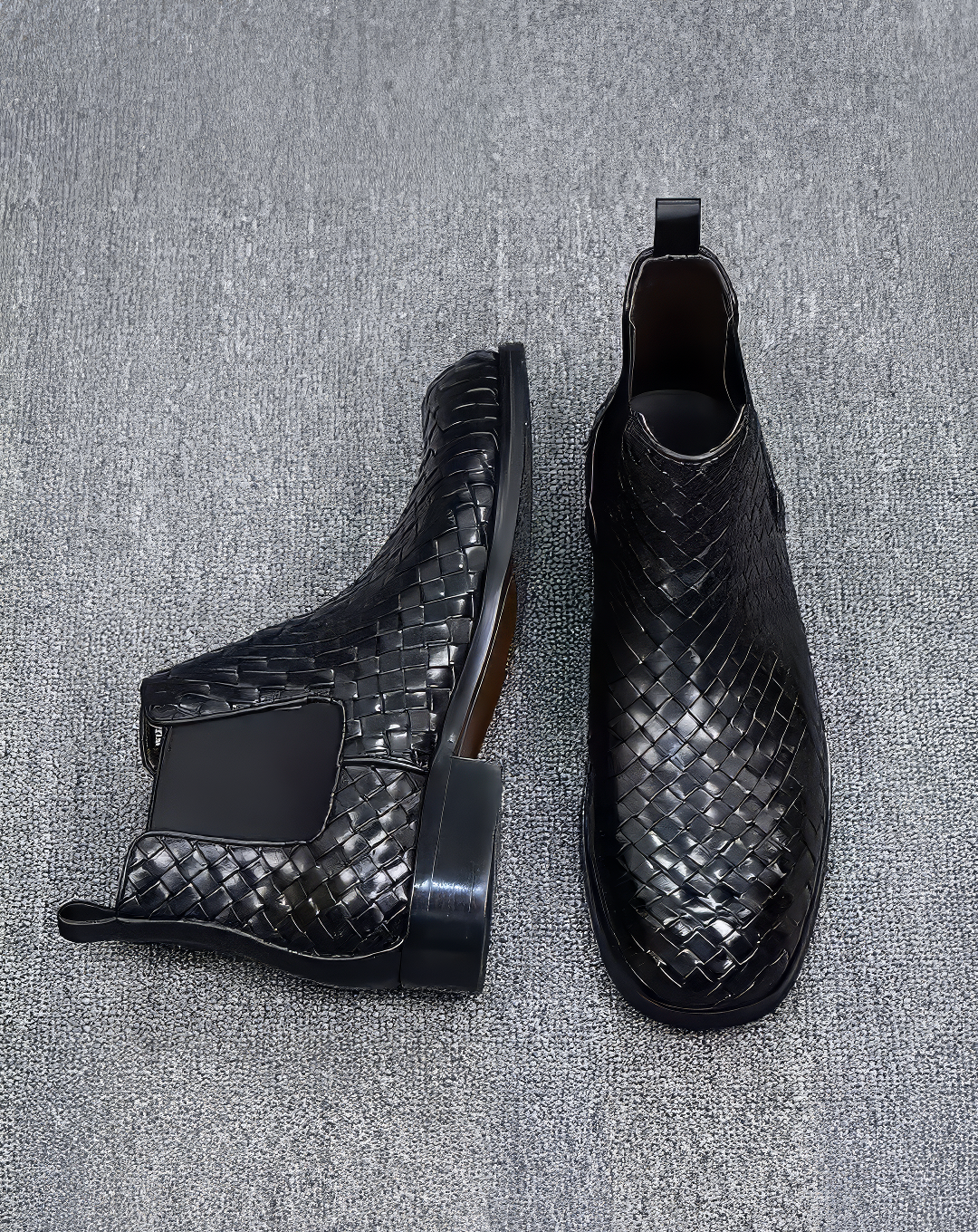 ♂Woven Pattern Chelsea Boots