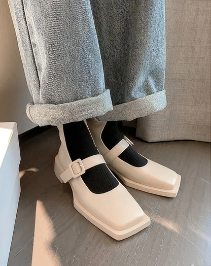 ♀本革／Double Strap Mary-Janes
