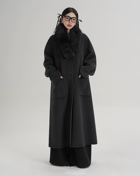♀Detachable Fur Collar Coat