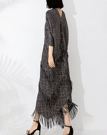 ♀Fringe V-Neck Dress