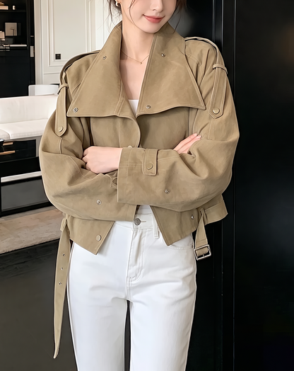 ♀Belted Biker Short Coat