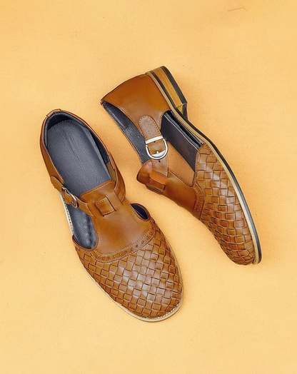 ♂本革／Woven Leather Strap Sandals