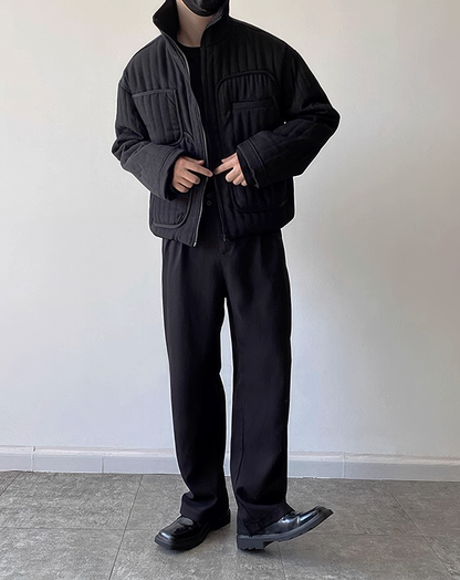 ♂Quilted Stand Collar Jacket