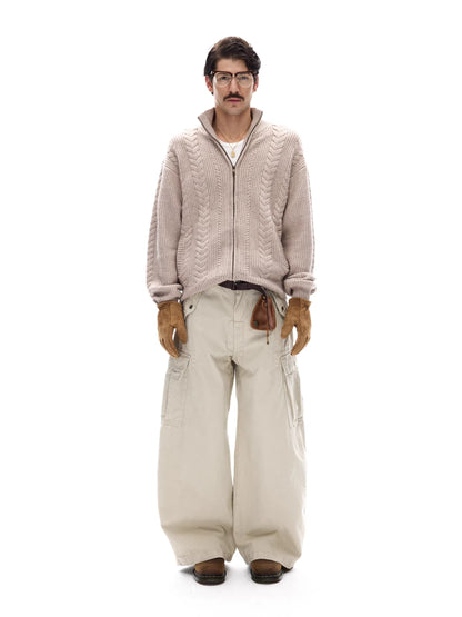♂Cable Knit Zip Cardigan