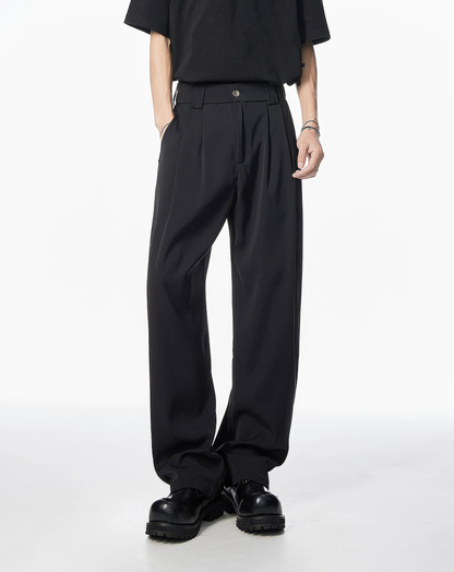 ♂Straight Tucked Pants