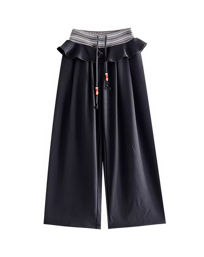 ♀Frilled Waist Wide Pants
