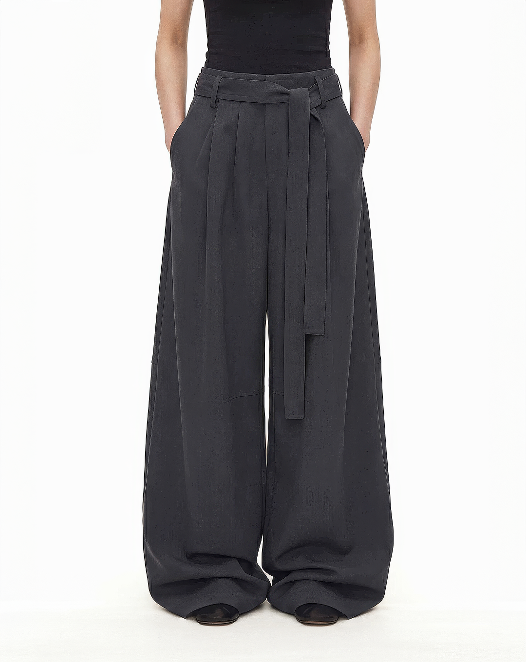 ♂♀Tie Belt Wide Trousers