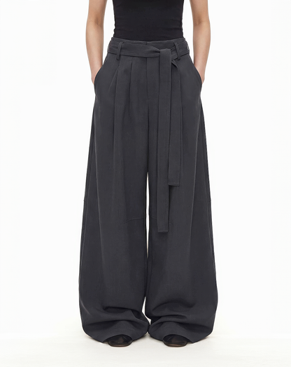 ♂♀Tie Belt Wide Trousers