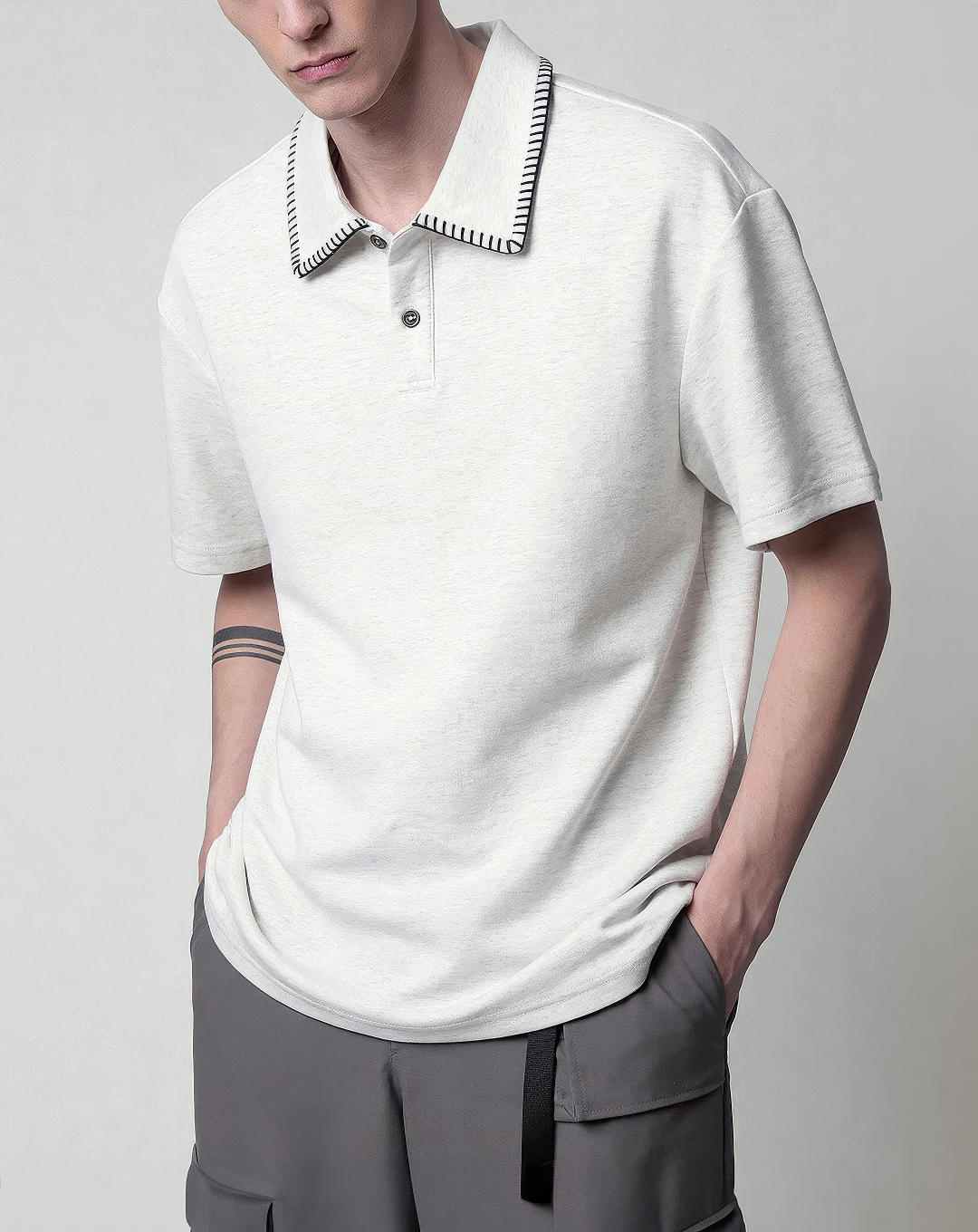 ♂♀Contrast Stitch Polo Shirt