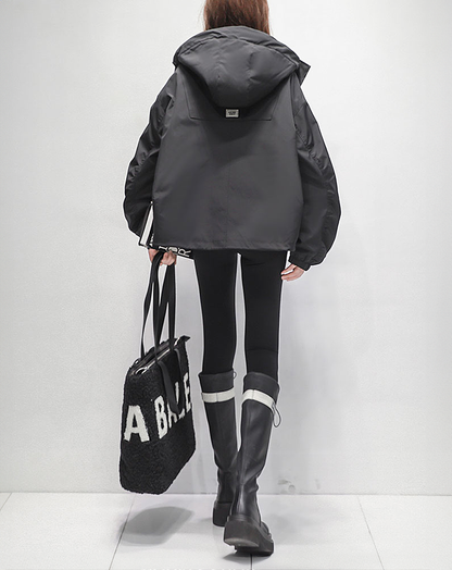 ♀Flat String Hooded Jacket