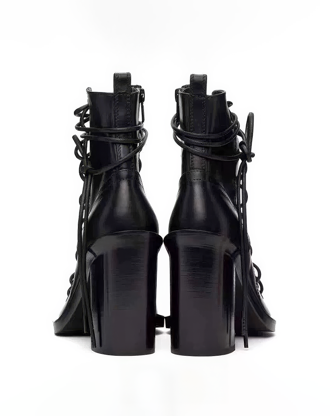 ♀本革／Lace-Up Open-Toe Boots