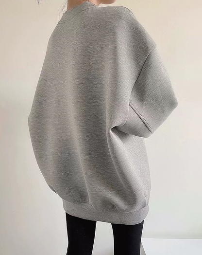 ♀Button Tuck Sleeve Sweatshirt