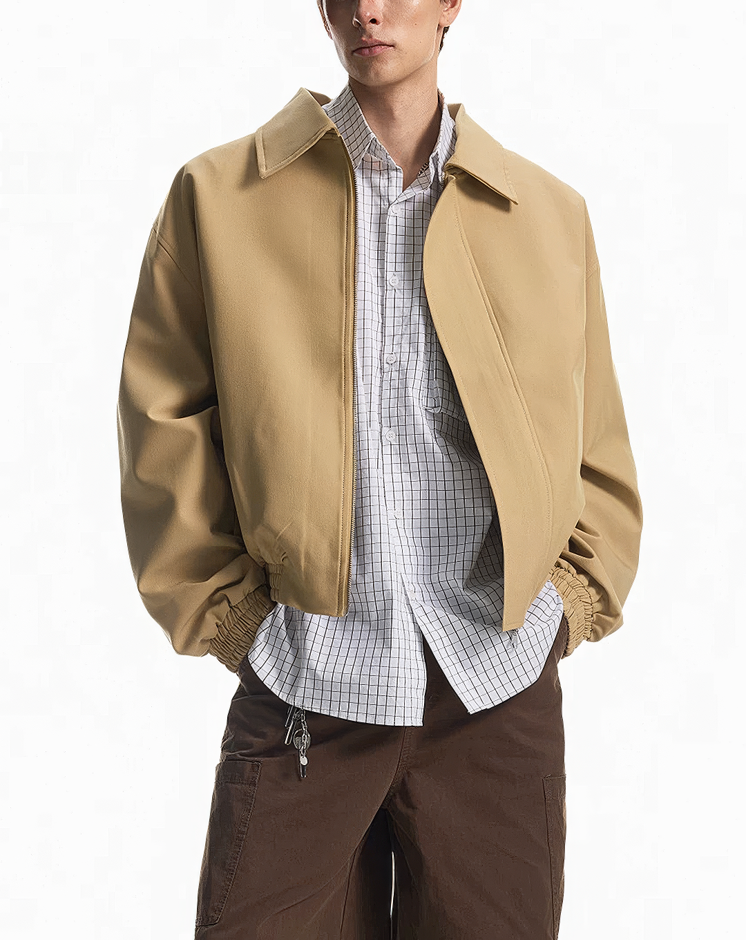 ♂♀ Gathered Hem Zip Jacket